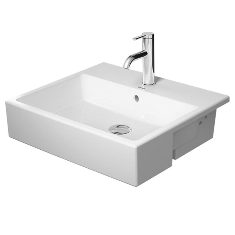 Duravit VERO AIR lavabo semincasso 55 cm, monoforo, con troppopieno, con bordo per rubinetteria, colore bianco 0382550000