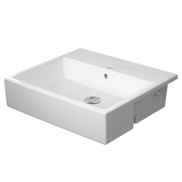 Duravit VERO AIR lavabo semincasso 55 cm, senza foro per rubinetteria, con troppopieno, con bordo per rubinetteria, colore bianco 0382550060