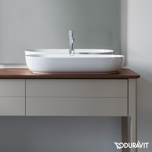 Immagine di Duravit LUV bacinella da appoggio soprapiano 80 cm, con rettifica, senza troppopieno, interno colore bianco, esterno colore bianco finitura opaco 0379802600