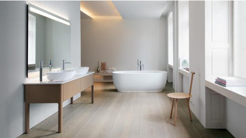 Immagine di Duravit LUV bacinella da appoggio soprapiano 70 cm, con rettifica, senza troppopieno, colore bianco 0379700000