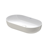 Immagine di Duravit LUV bacinella da appoggio soprapiano 70 cm, con rettifica, senza troppopieno, WonderGliss, interno colore bianco, esterno colore grigio finitura opaco 03797023001
