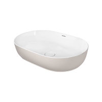 Immagine di Duravit LUV bacinella da appoggio soprapiano 60 cm, con rettifica, senza troppopieno, interno colore bianco, esterno colore sabbia finitura opaco 0379602100