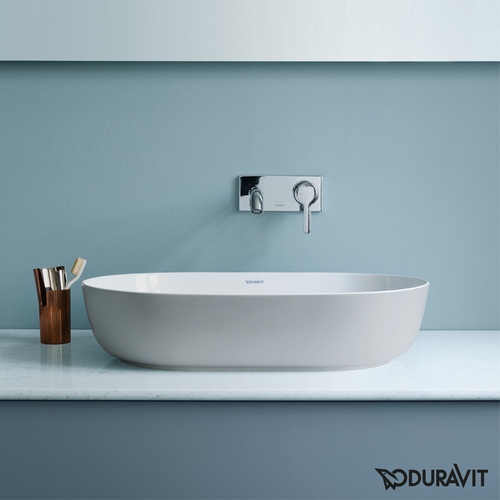 Immagine di Duravit LUV bacinella da appoggio soprapiano 60 cm, con rettifica, senza troppopieno, interno colore bianco, esterno colore grigio finitura opaco 0379602300