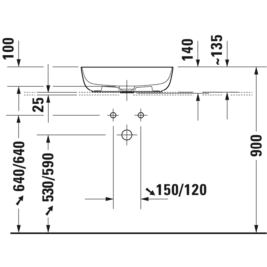 Immagine di Duravit LUV bacinella da appoggio soprapiano 50 cm, con rettifica, senza troppopieno, WonderGliss, interno colore bianco, esterno colore sabbia finitura opaco 03795021001