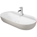 Immagine di Duravit LUV bacinella da appoggio soprapiano 80 cm, monoforo, con rettifica, senza troppopieno, con bordo per rubinetteria, WonderGliss, interno colore bianco, esterno colore sabbia finitura opaco 03808021001