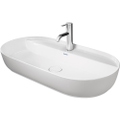 Immagine di Duravit LUV bacinella da appoggio soprapiano 80 cm, monoforo, con rettifica, senza troppopieno, con bordo per rubinetteria, WonderGliss, interno colore bianco, esterno colore grigio finitura opaco 03808023001