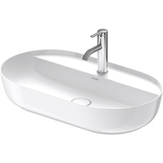 Immagine di Duravit LUV bacinella da appoggio soprapiano 70 cm, monoforo, con rettifica, senza troppopieno, con bordo per rubinetteria, colore bianco 0380700000