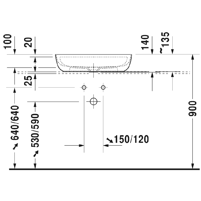 Immagine di Duravit LUV bacinella da appoggio soprapiano 50 cm, monoforo, con rettifica, senza troppopieno, con bordo per rubinetteria, WonderGliss, interno colore bianco, esterno colore grigio finitura opaco 03806023001
