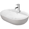 Immagine di Duravit LUV bacinella da appoggio soprapiano 50 cm, monoforo, con rettifica, senza troppopieno, con bordo per rubinetteria, WonderGliss, interno colore bianco, esterno colore grigio finitura opaco 03806023001