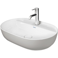 Immagine di Duravit LUV bacinella da appoggio soprapiano 50 cm, monoforo, con rettifica, senza troppopieno, con bordo per rubinetteria, WonderGliss, interno colore bianco, esterno colore grigio finitura opaco 03806023001