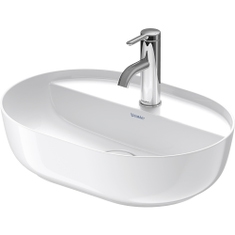 Immagine di Duravit LUV bacinella da appoggio soprapiano 50 cm, monoforo, con rettifica, senza troppopieno, con bordo per rubinetteria, colore bianco 0380500000