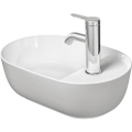 Immagine di Duravit LUV bacinella da appoggio soprapiano 42 cm, monoforo, con rettifica, reversibile, senza troppopieno, con bordo per rubinetteria, interno colore bianco, esterno colore grigio finitura opaco 0381422300