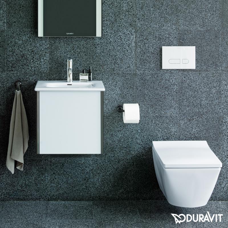 Immagine di Duravit VIU lavamani consolle 53 cm, monoforo, con troppopieno, con bordo per rubinetteria, lato inferiore smaltato, colore bianco 2344530000