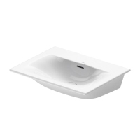 Immagine di Duravit VIU lavamani consolle 53 cm, senza foro per rubinetteria, con troppopieno, con bordo per rubinetteria, lato inferiore smaltato, WonderGliss, colore bianco 23445300601