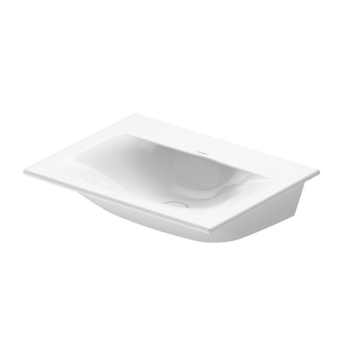 Immagine di Duravit VIU lavamani consolle 45 cm, senza foro per rubinetteria, senza troppopieno, con bordo per rubinetteria, lato inferiore smaltato, colore bianco 0733450070