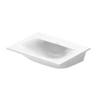 Immagine di Duravit VIU lavamani consolle 45 cm, senza foro per rubinetteria, senza troppopieno, con bordo per rubinetteria, lato inferiore smaltato, WonderGliss, colore bianco 07334500701