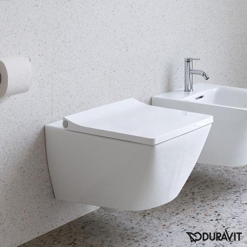 Immagine di Duravit VIU sedile con coperchio rimovibile, cerniere in acciaio inox, con chiusura rallentata, colore bianco 0021290000