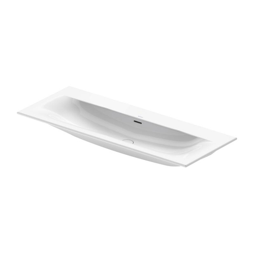 Immagine di Duravit VIU lavabo consolle 123 cm, con troppopieno, lato inferiore smaltato, WonderGliss, colore bianco 23441200581