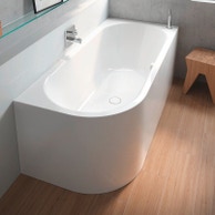 MEISTERSTÜCK CENTRO DUO 1 SINISTRA vasca da bagno 170x75 cm in acciaio smaltato, incasso ad angolo a sinistra con colonna di scarico KA 4040, colore bianco alpino