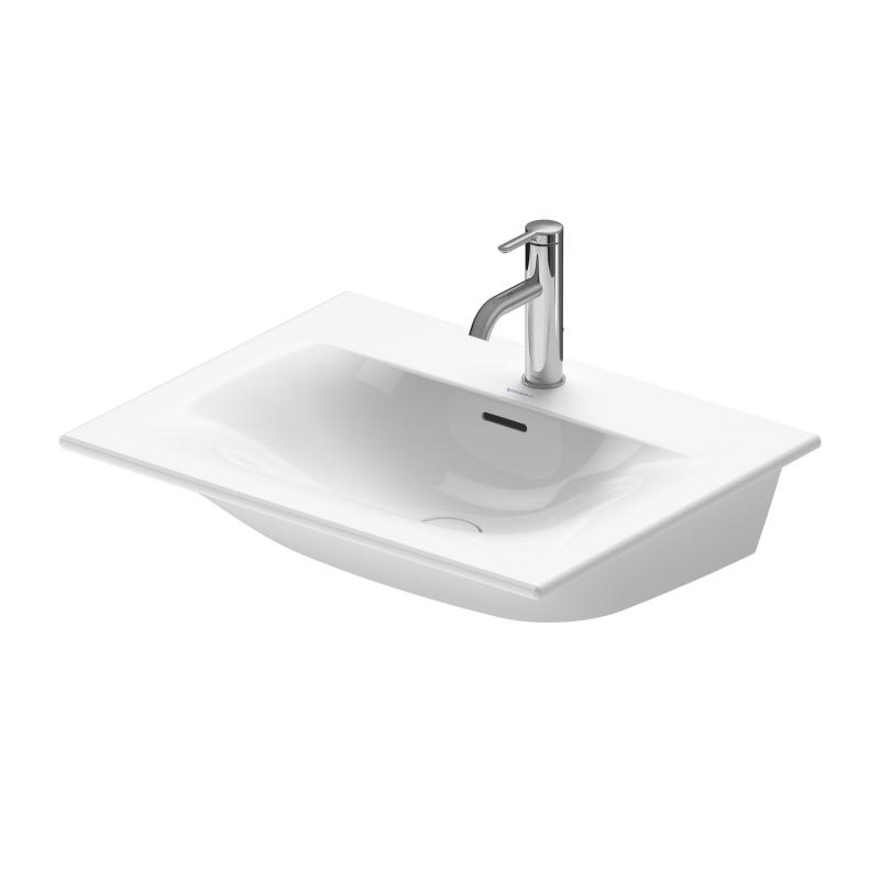 Immagine di Duravit VIU lavabo consolle 63 cm, con troppopieno, lato inferiore smaltato, WonderGliss, colore bianco 23446300601