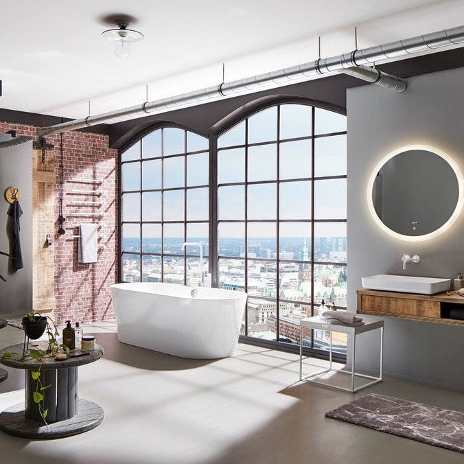 Immagine di Kaldewei MEISTERSTÜCK CLASSIC DUO OVAL vasca L.170 P.75 cm, in acciaio smaltato, colonna di scarico KA 4002, colore bianco alpino 202940750001