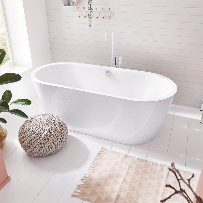 Immagine di Kaldewei MEISTERSTÜCK CLASSIC DUO OVAL vasca L.170 P.75 cm, in acciaio smaltato, colonna di scarico KA 4002, colore bianco alpino 202940750001