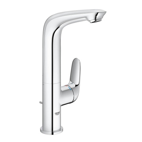 Immagine di Grohe EUROSTYLE miscelatore monocomando H.27 cm, per lavabo, con bocca girevole e scarico, finitura cromo 23718003