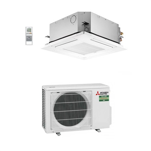 Immagine di Mitsubishi SLZ-M Cassetta a 4 vie Climatizzatore a cassetta monosplit inverter | unità esterna 3.5 kW unità interna 12000 BTU SUZ-M35VA+SLZ-M35FA2