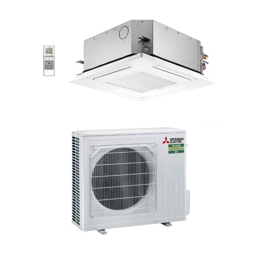 Immagine di Mitsubishi SLZ-M Cassetta a 4 vie Climatizzatore a cassetta monosplit inverter | unità esterna 4.6 kW unità interna 18000 BTU SUZ-M50VA+SLZ-M50FA2