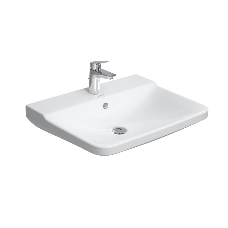 Immagine di Duravit P3 COMFORTS lavabo 65 cm, monoforo, con troppopieno, con bordo per rubinetteria, lato inferiore smaltato, colore bianco 2331650000