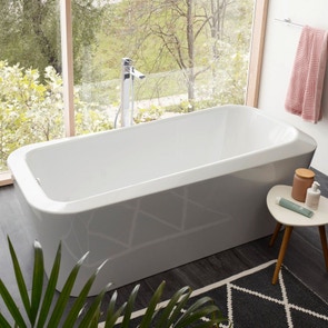 Immagine di Kaldewei MEISTERSTÜCK EMERSO vasca da bagno 180x80 cm in acciaio smaltato, con colonna di scarico KA 4060, colore bianco 201140603001