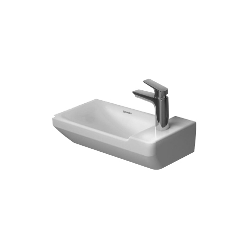 Immagine di Duravit P3 COMFORTS lavamani 50 cm, monoforo, senza troppopieno, con bordo per rubinetteria, lato inferiore smaltato, WonderGliss, colore bianco 07155000001