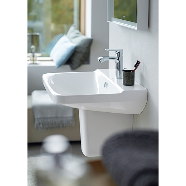 Immagine di Duravit P3 COMFORTS lavamani 45 cm, monoforo, con troppopieno, con bordo per rubinetteria, lato inferiore smaltato, colore bianco 0716450000