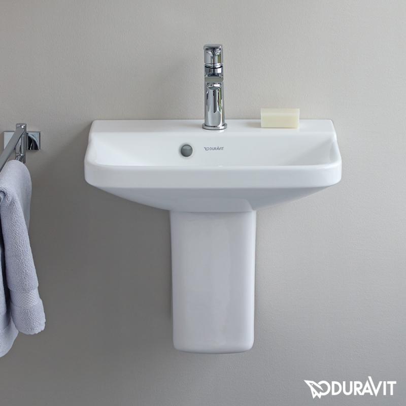 Immagine di Duravit P3 COMFORTS lavamani 45 cm, monoforo, con troppopieno, con bordo per rubinetteria, lato inferiore smaltato, colore bianco 0716450000