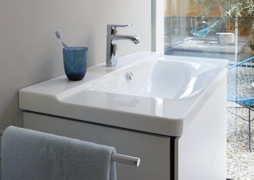 Immagine di Duravit P3 COMFORTS lavabo consolle 105 cm, monoforo, con troppopieno, con bordo per rubinetteria, colore bianco 2332100000