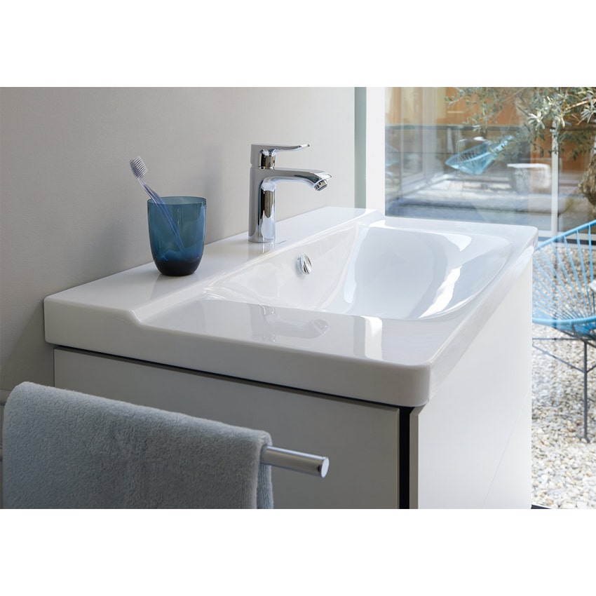 Immagine di Duravit P3 COMFORTS lavabo consolle 105 cm, monoforo, con troppopieno, con bordo per rubinetteria, colore bianco 2332100000