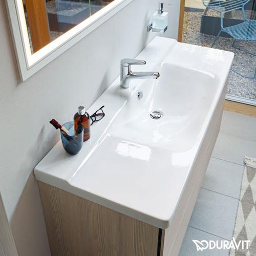 Immagine di Duravit P3 COMFORTS lavabo consolle 105 cm, monoforo, con troppopieno, con bordo per rubinetteria, colore bianco 2332100000