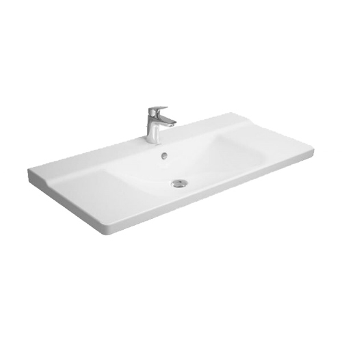 Immagine di Duravit P3 COMFORTS lavabo consolle 105 cm, monoforo, con troppopieno, con bordo per rubinetteria, colore bianco 2332100000