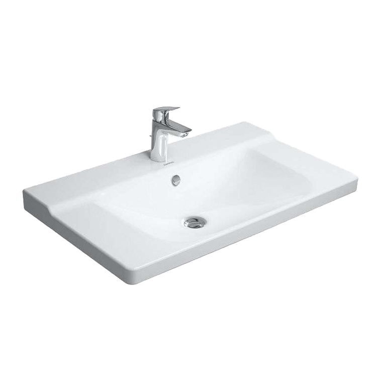 Immagine di Duravit P3 COMFORTS lavabo consolle 85 cm, monoforo, con troppopieno, con bordo per rubinetteria, colore bianco 2332850000