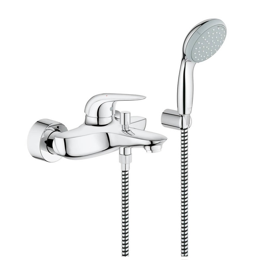 Immagine di Grohe Eurostyle New Miscelatore monocomando per vasca-doccia, con set doccia, finitura cromo 23729003