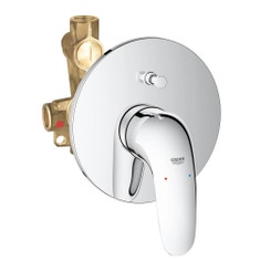 Immagine di Grohe EUROSTYLE miscelatore monocomando per vasca o doccia, con deviatore automatico e corpo incasso incluso, finitura cromo 23730003