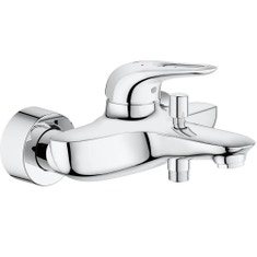 Immagine di Grohe EUROSTYLE miscelatore monocomando per vasca o doccia, a parete, con deviatore automatico, limitatore di portata e di temperatura, finitura cromo 33591003