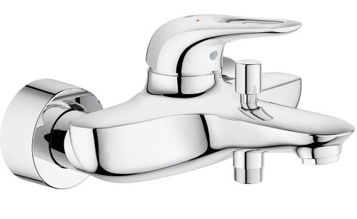 Immagine di Grohe EUROSTYLE miscelatore monocomando per vasca o doccia, a parete, con deviatore automatico, limitatore di portata e di temperatura, finitura cromo 33591003