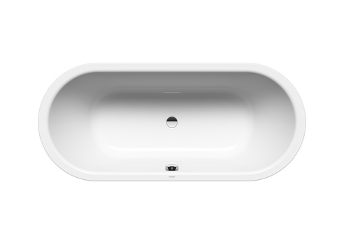 Immagine di Kaldewei MEISTERSTÜCK CLASSIC DUO OVAL vasca L.170 P.75 cm, in acciaio smaltato, colonna di scarico KA 4002, colore bianco alpino 202940750001