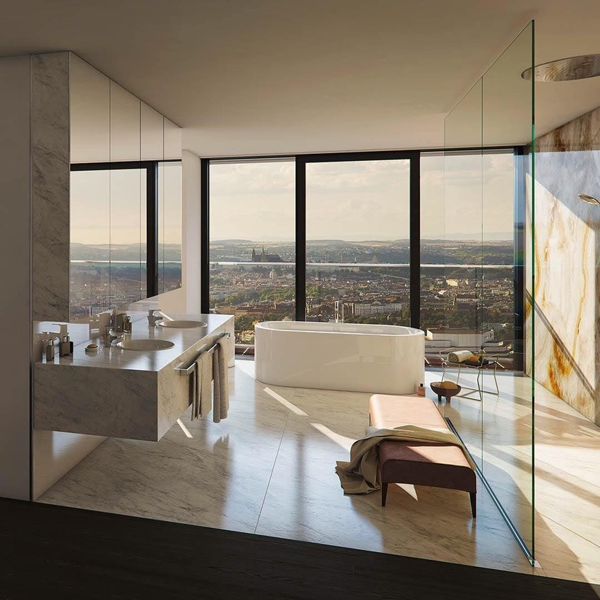 Immagine di Kaldewei MEISTERSTÜCK CENTRO DUO OVAL vasca L.180 P.80 cm, in acciaio smaltato, con colonna di scarico KA 4040, colore bianco alpino 200240403001