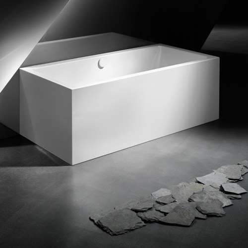 Immagine di Kaldewei MEISTERSTÜCK CONODUO 1 SINISTRA vasca da bagno incasso ad angolo L.180 P.80 cm, in acciaio smaltato, con colonna di scarico KA 4080, colore bianco alpino 201540803001