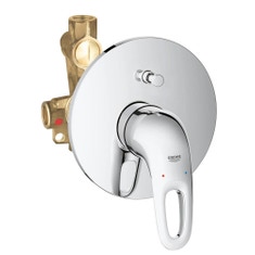 Immagine di Grohe EUROSTYLE miscelatore monocomando per vasca o doccia, a parete, con corpo incasso incluso, con deviatore automatico, finitura cromo 33637003