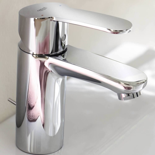 Immagine di Grohe EUROSTYLE miscelatore monocomando H.16 cm, per lavabo, con scarico, finitura cromo 2337420E
