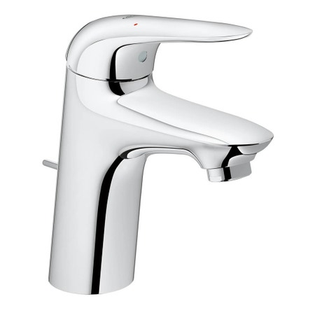 Immagine di Grohe EUROSTYLE miscelatore monocomando H.16 cm, per lavabo, con risparmio idrico e scarico, finitura cromo 23707003