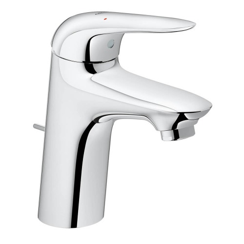 Immagine di Grohe EUROSTYLE miscelatore monocomando H.16 cm, per lavabo, con risparmio idrico e scarico, finitura cromo 23707003